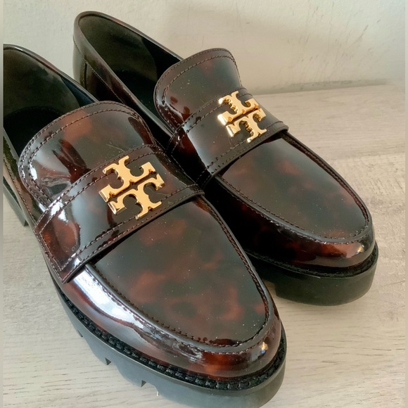 Tory Burch Shoes - TORY BURCH EVERLY CHUNKY LUG SOLE LOAFTER TORTOISE PATENT LEATHER 9.5 WORN ONCE!